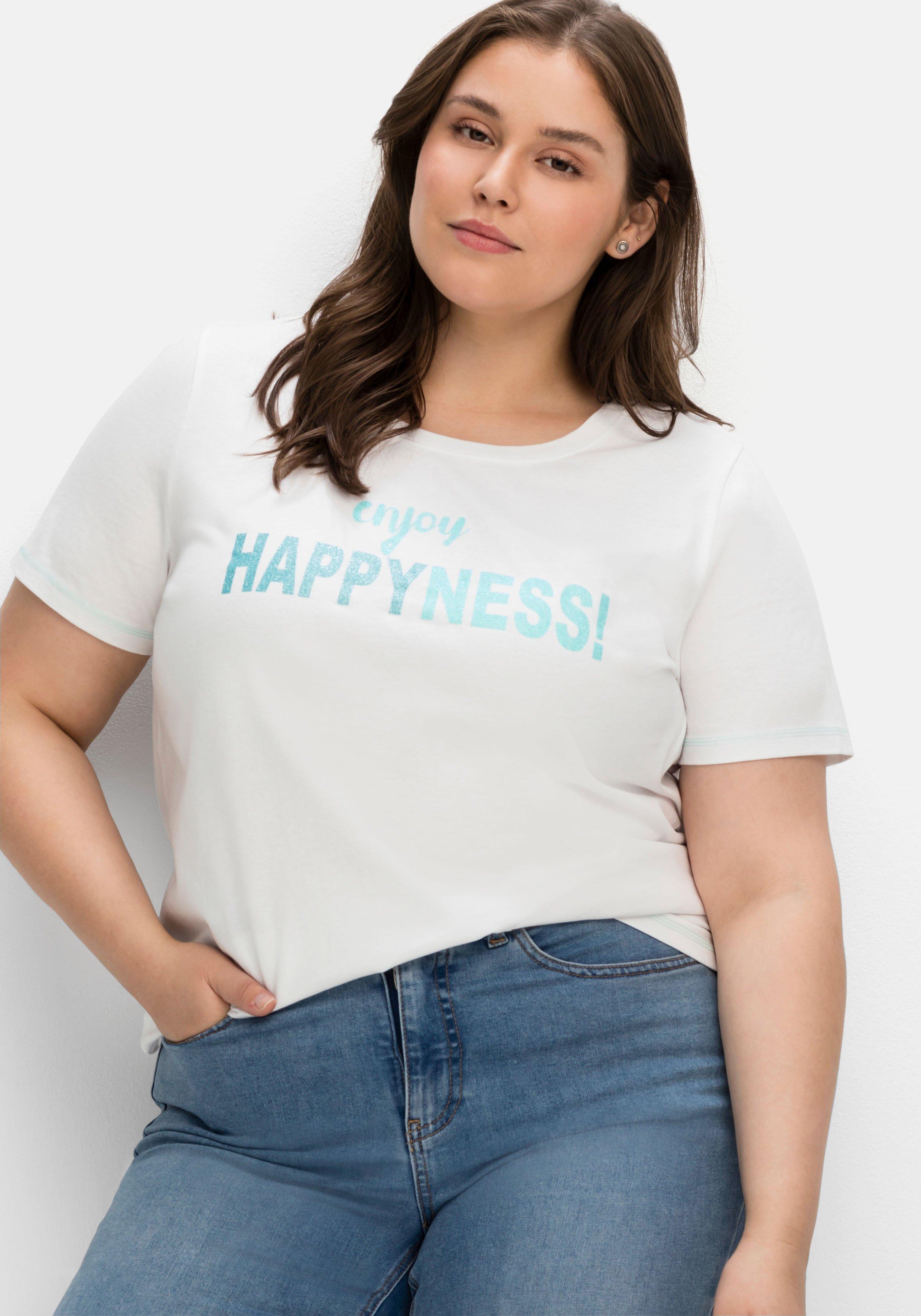 Jerseyshirt mit Wordingprint, leicht tailliert