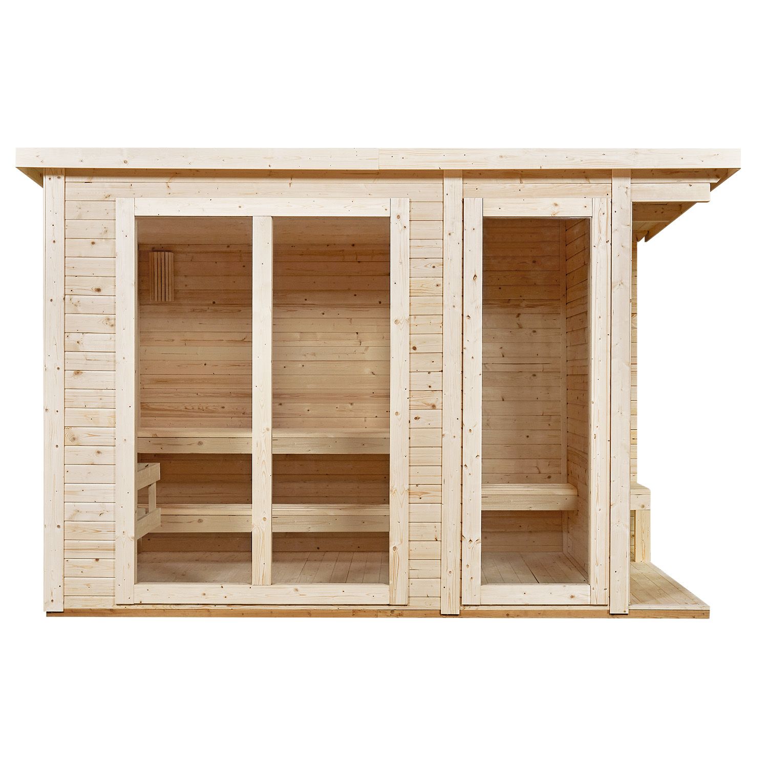 Artsauna Outdoor Sauna Varberg 320 x 180 cm mit 8 kW Ofen & Zubehör - Gartensauna mit Umkleidekabine