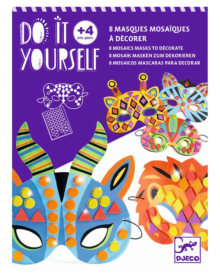 Mosaik-MASKEN DO IT YOURSELF – DSCHUNGELTIERE in metallic