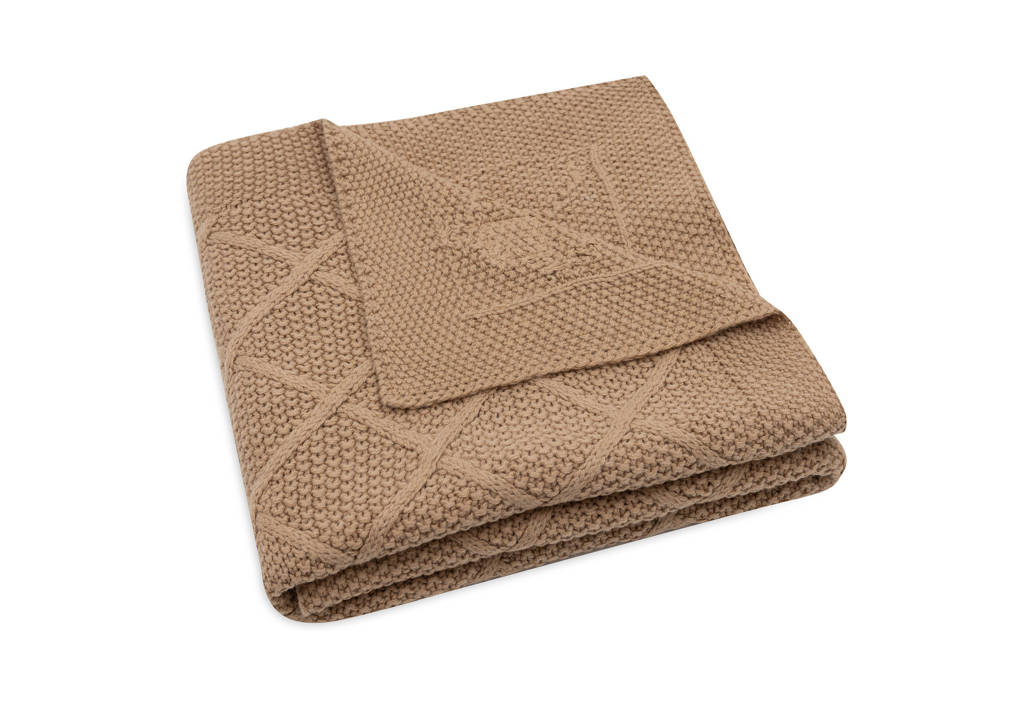 wiegdeken Check Knit - Biscuit