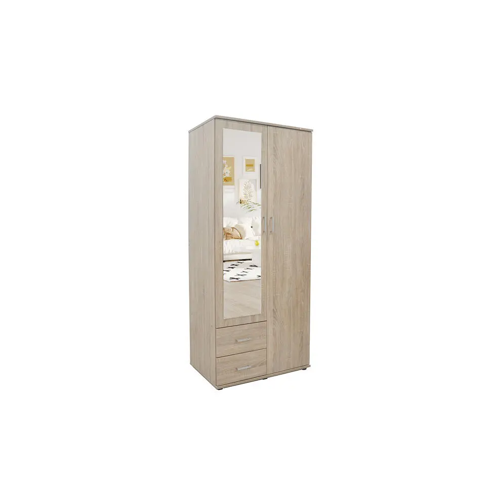 Interiax Kledingkast 'Lena' - Sonoma Eik - 2 Deurs - 185x80x52cm