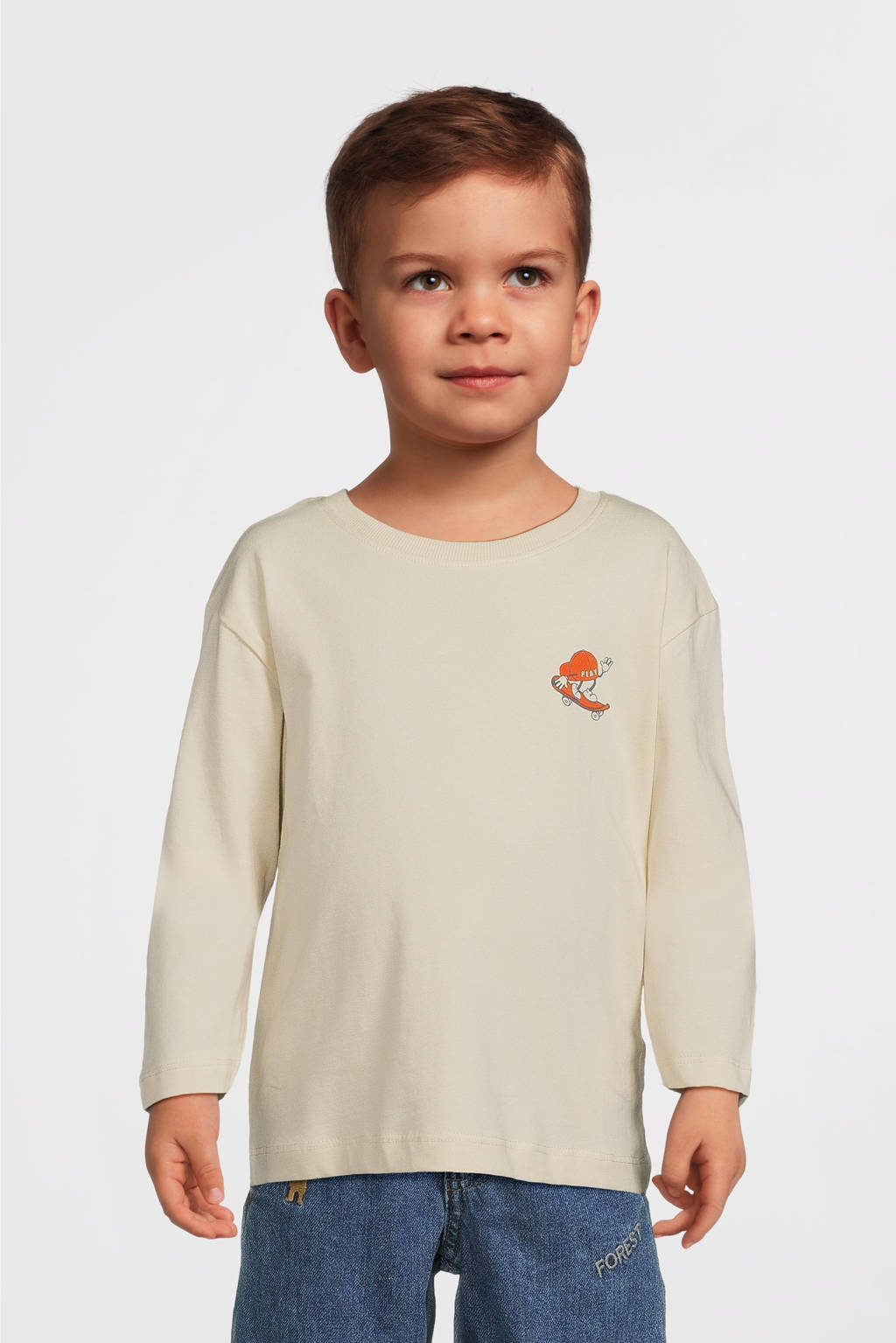 NAME IT longsleeve NMMOTIS met backprint ecru