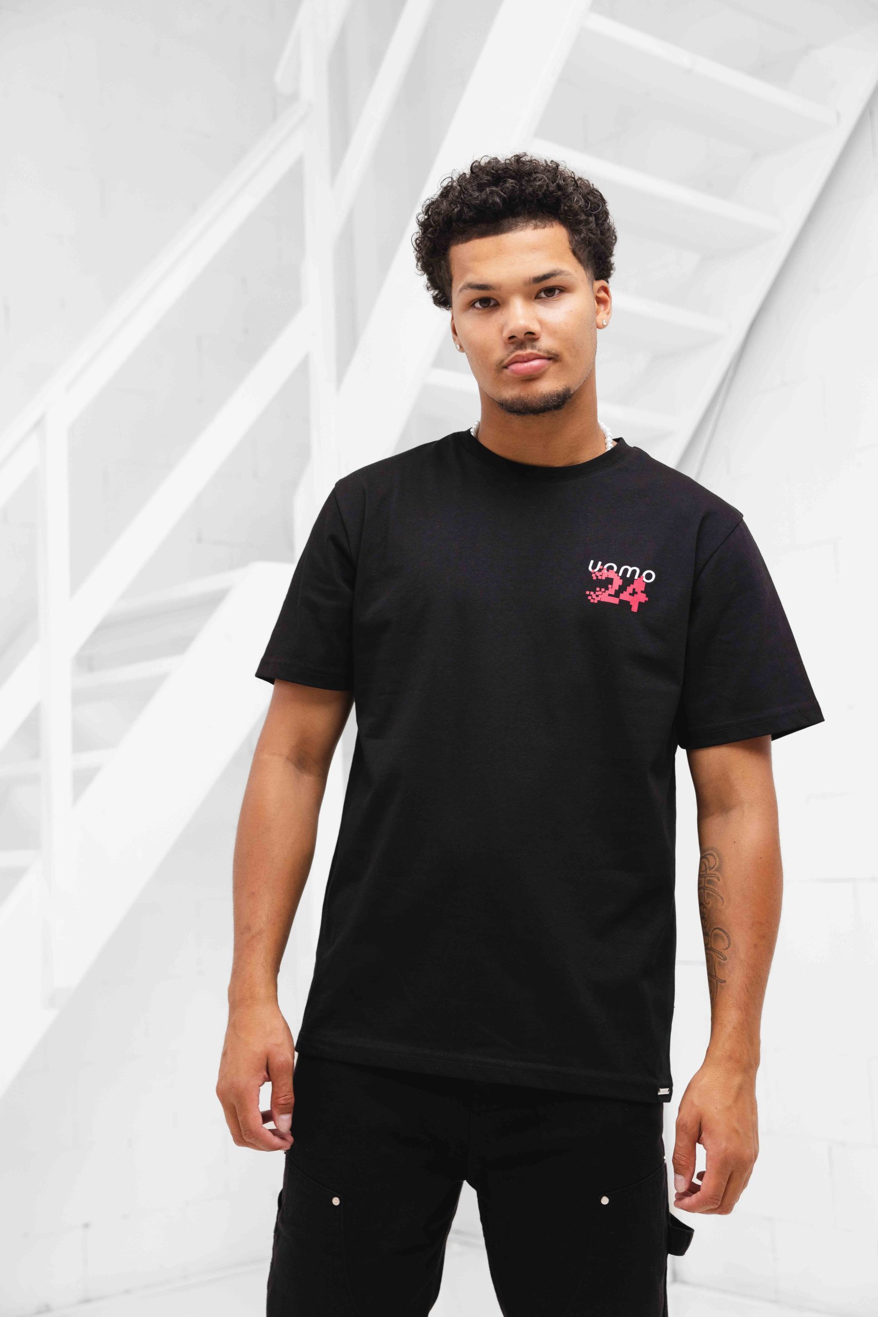 24 Uomo Pixelated T-shirt Zwart