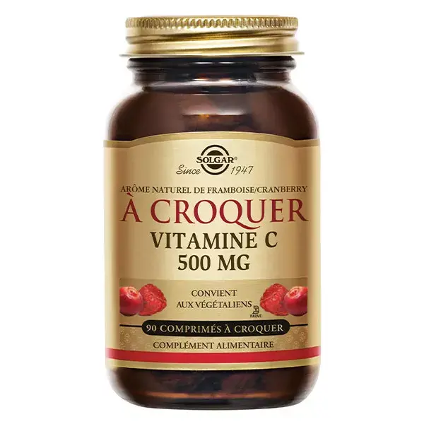 Solgar Vitamina C 500mg Framboesa Cranberry 90 Comprimidos Mastigáveis