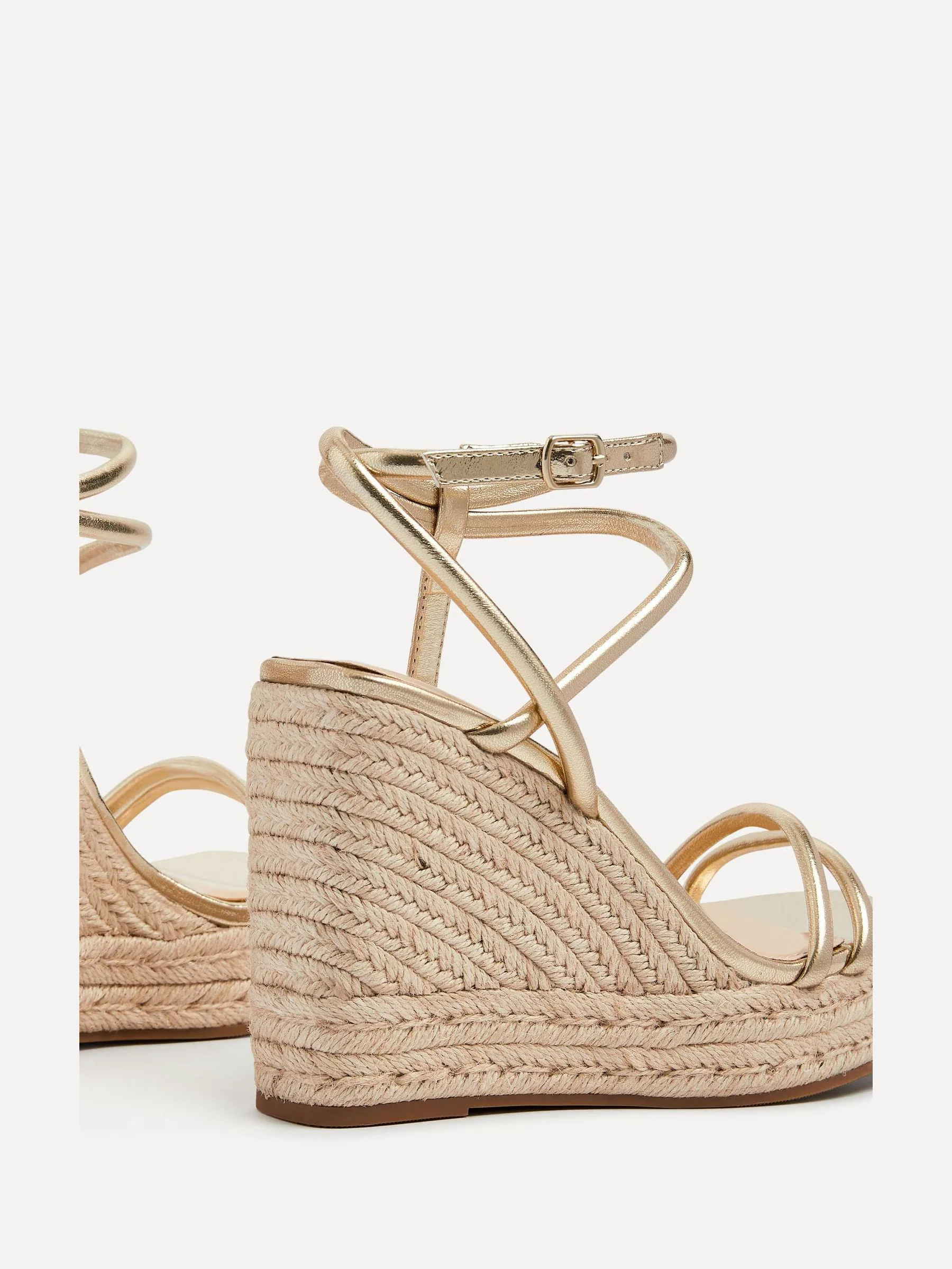 Linzi Malibu Double Strap Rope Detail Wedges