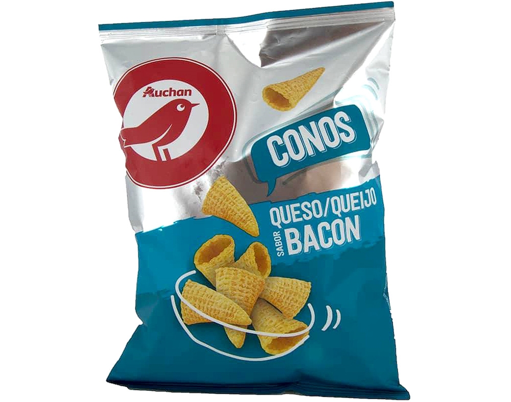 CONES AUCHAN SABOR BACON E QUEIJO 80G