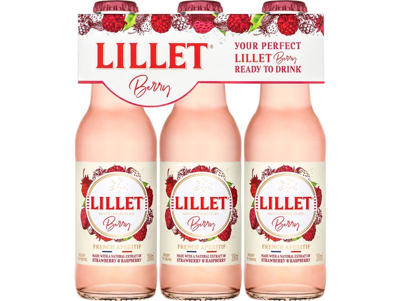 Lillet Berry Ready to Drink 3 x 0.2 l Fertig gemixtes Apéritif-Getränk mit Weisswein