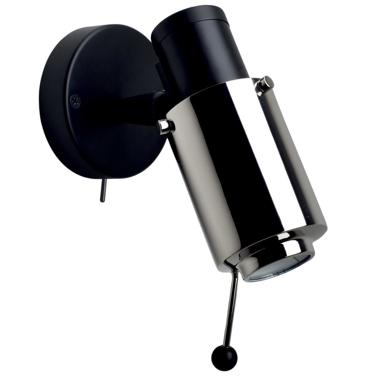 DCW éditions Biny Spot wandlamp LED met switch nikkel/zwart