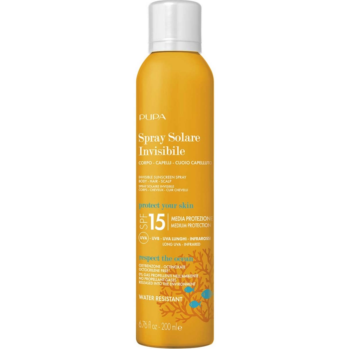 Pupa Spray Solaire Invisible SPF 15 Corps, Cheveux &  Cuir Chevelu Moyenne Protection UVA - UVB - Infrarouges