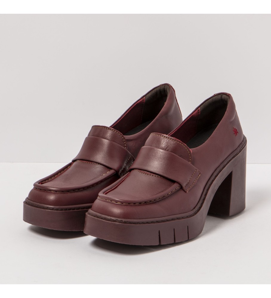 Sapatos Art Berna em couro cor bordô - altura do salto: 9 cm -