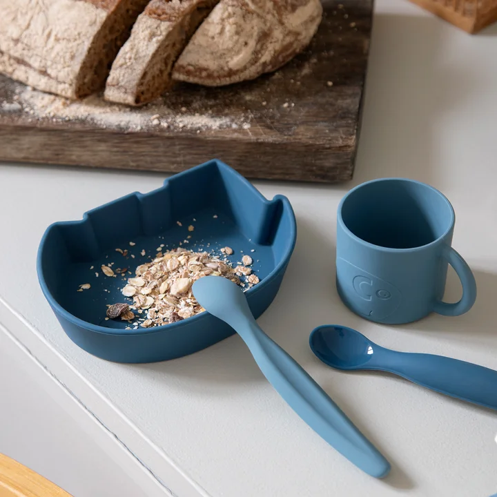 Sebra - Silikonlöffel, vintage blue (2er-Set)