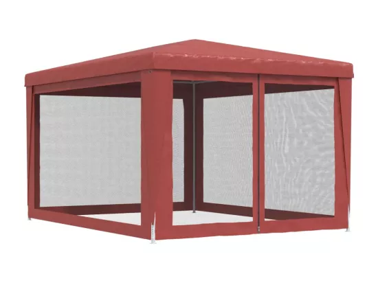 Tente de fête avec 4 parois latérales en maille Rouge 3x4m PEHD
