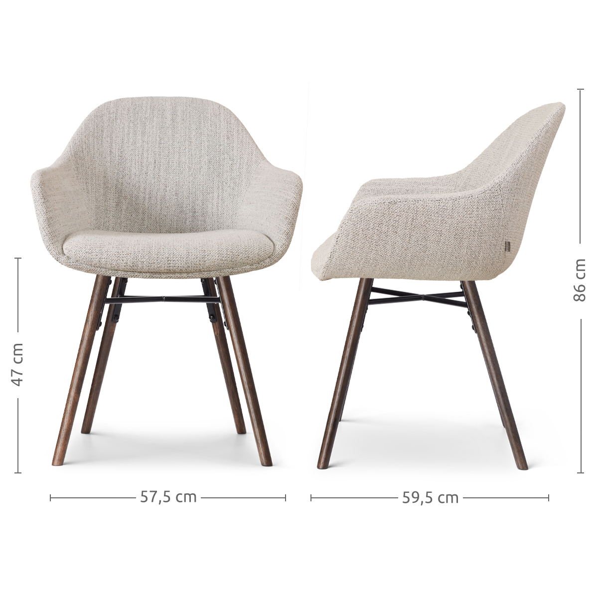 Eetkamerstoel Nena-Mae grijs beige gemêleerd - walnoot