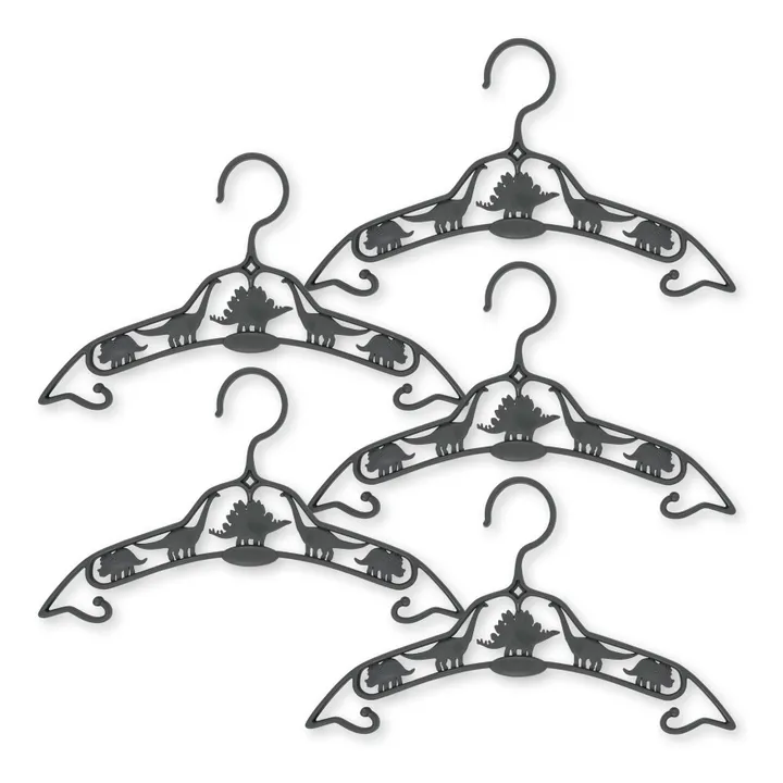Konges Sløjd Cintres Dino - Set de 5 | Gris anthracite