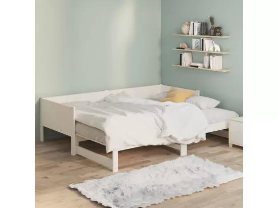 Lit coulissant sans matelas blanc 2x(80x200)cm