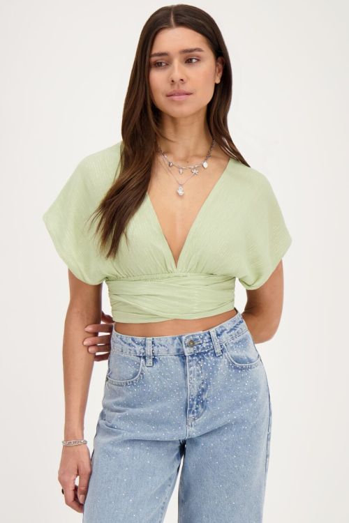Groene multiway top met lurex
