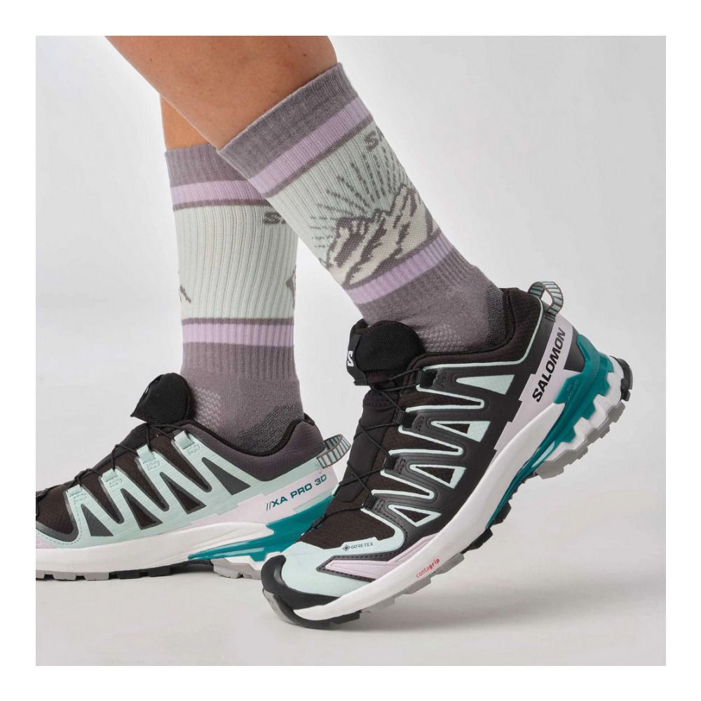 Salomon XA PRO 3D V9 GTX - Chaussures trail Femme black/bleached aqua/harbor blue