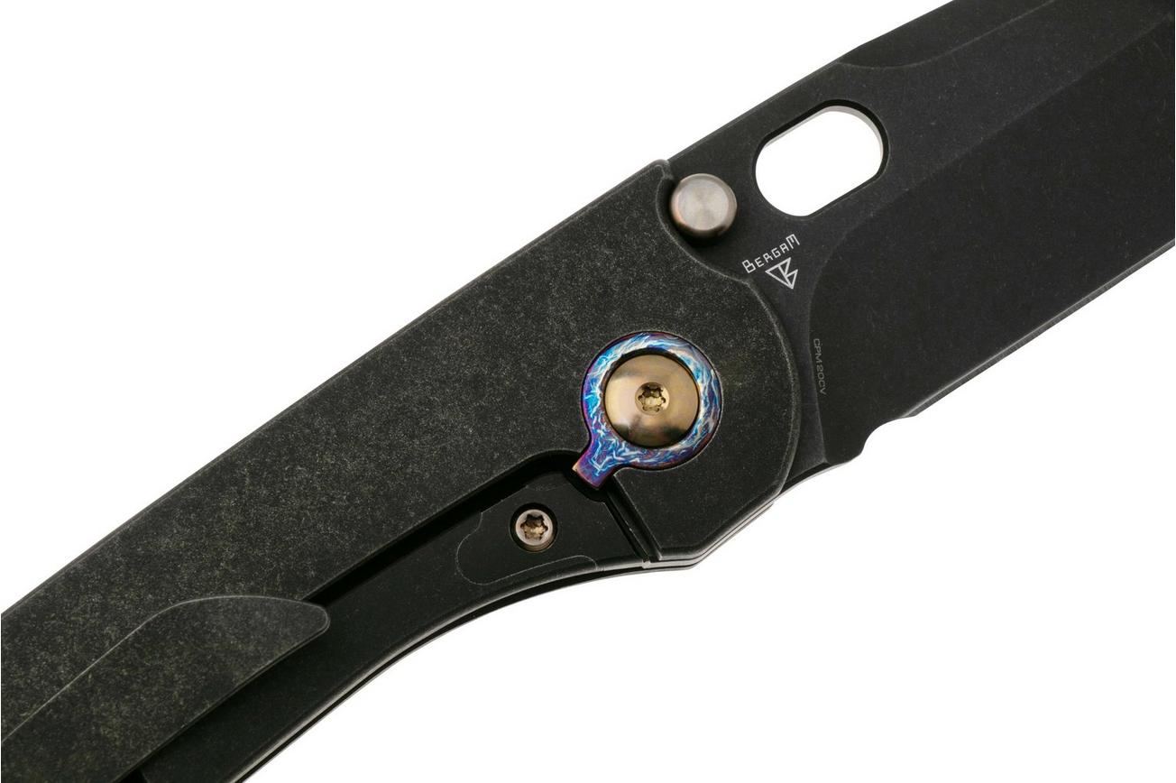 WE Knife Attor WE23037-1 Black Stonewashed CPM 20CV, Black Titanium, Golden Titanium Inlay zakmes, Dalibor Bergam design