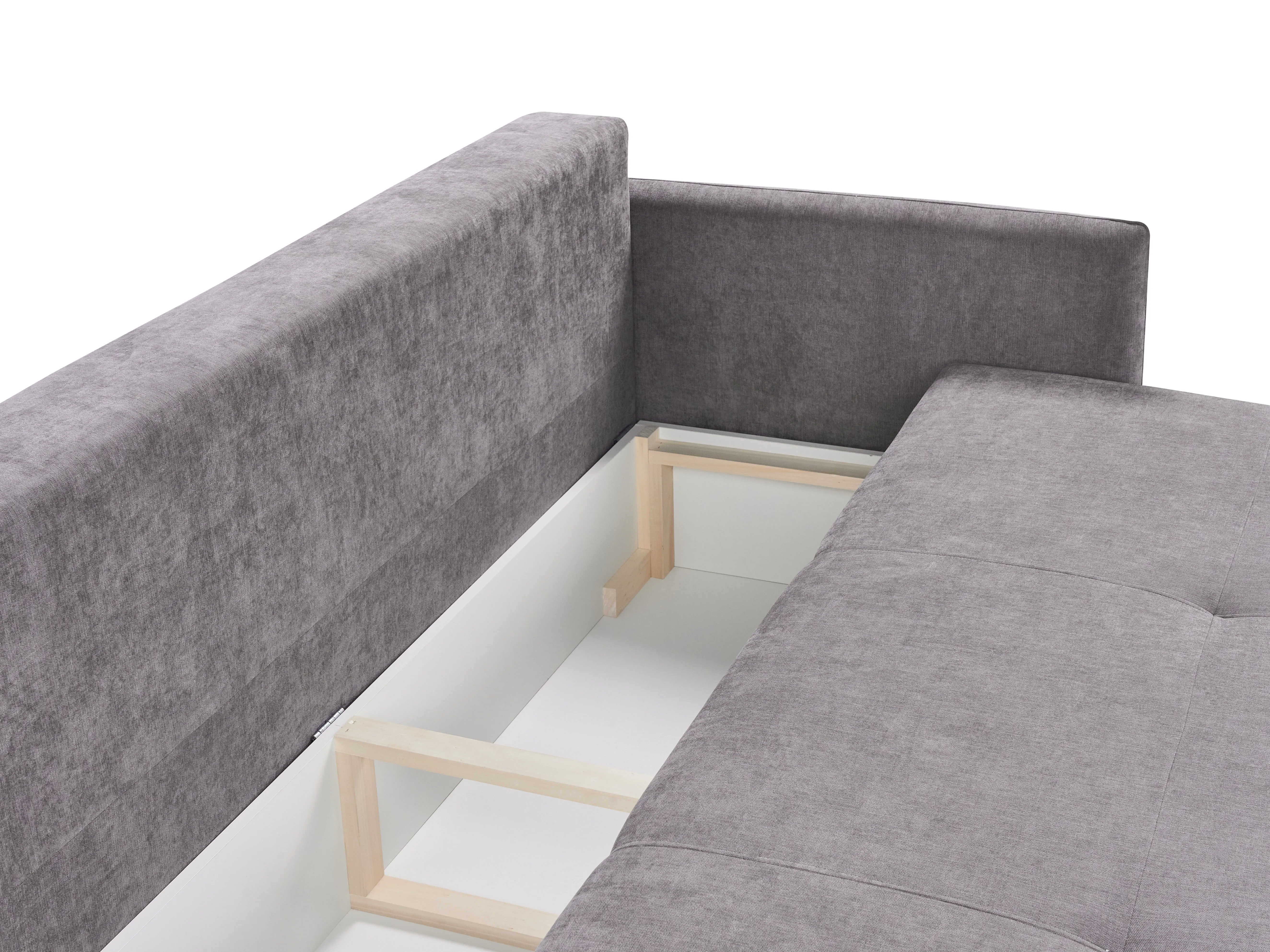 Slaapbank 3-zits HOLSEN Chenille Taupe met opbergruimte