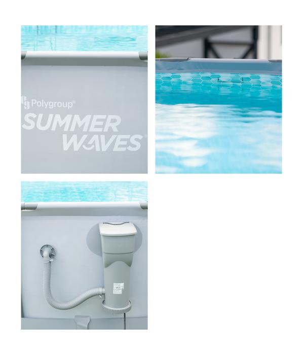 Summer Waves Frame Pool, anthrazit, rund