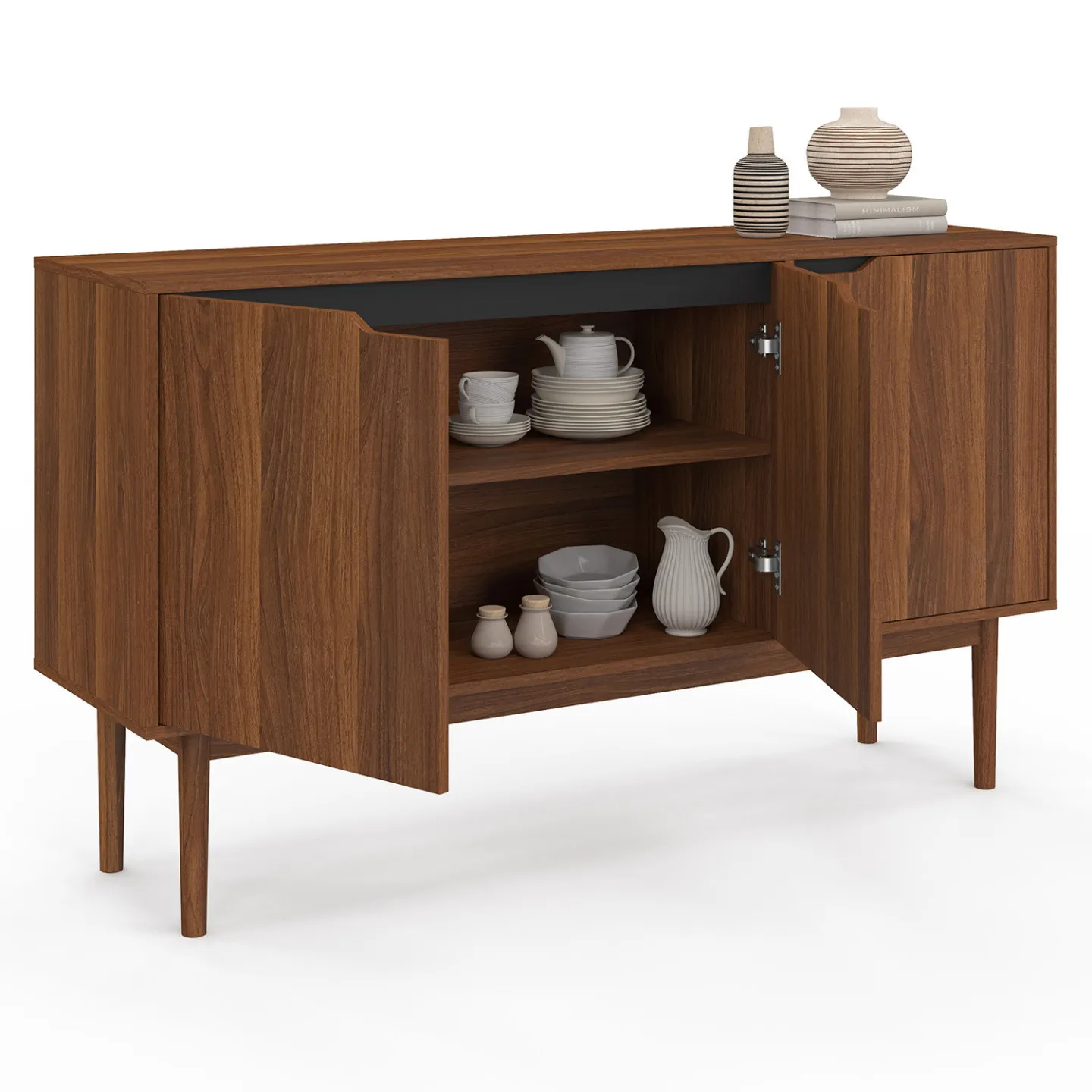 Buffet vintage 140 cm VIGGO 3 portes effet noyer