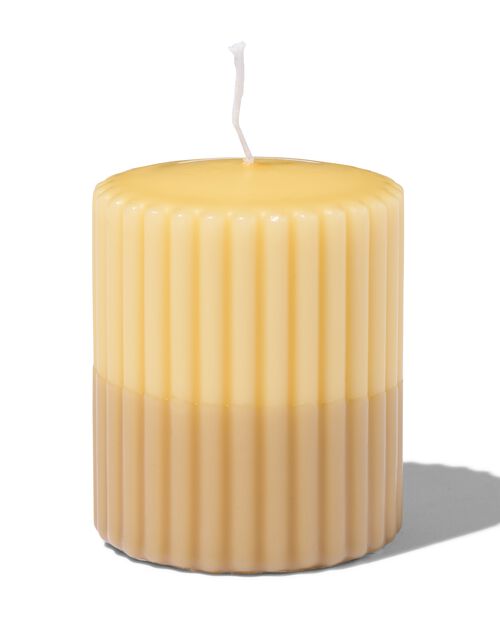 bougie brute 7 x 8 cm striée jaune