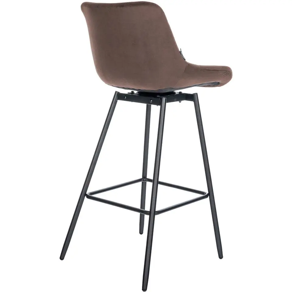 CLP Barkruk Weston zwart Frame - Fluweel - bruin