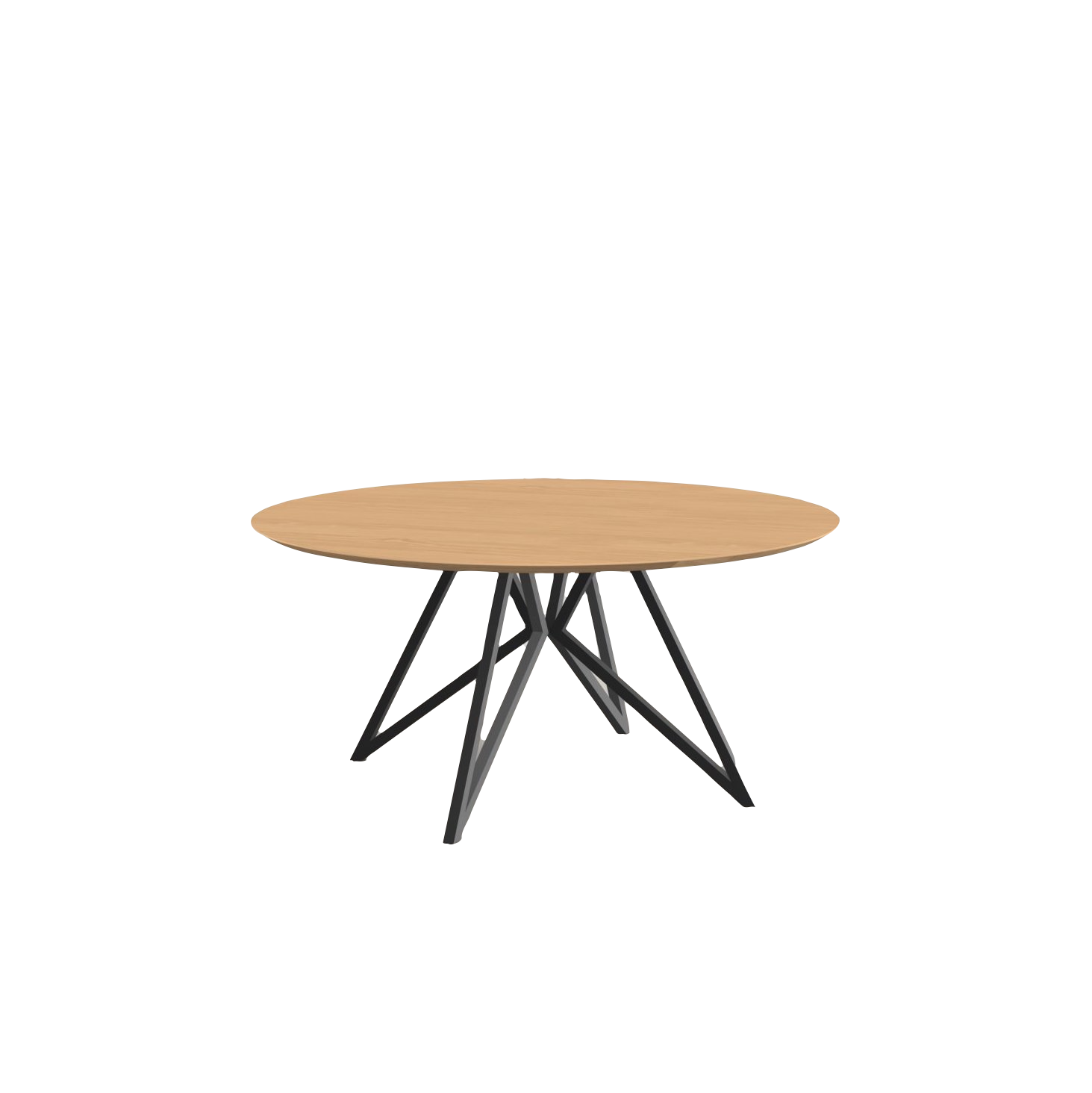 Studio HENK tafel Butterfly Rond QuadpodXL - zwart frame, hardwax light 3041 ⌀160 | HWO NL 3041 | Verjongde Rand | Frame Zwart