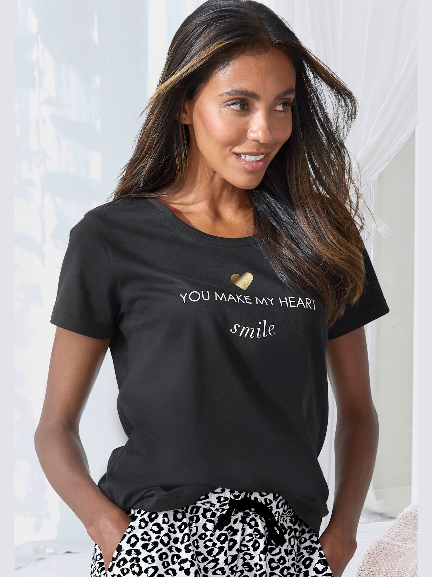 T-shirt à manches courtes avec imprimé devant