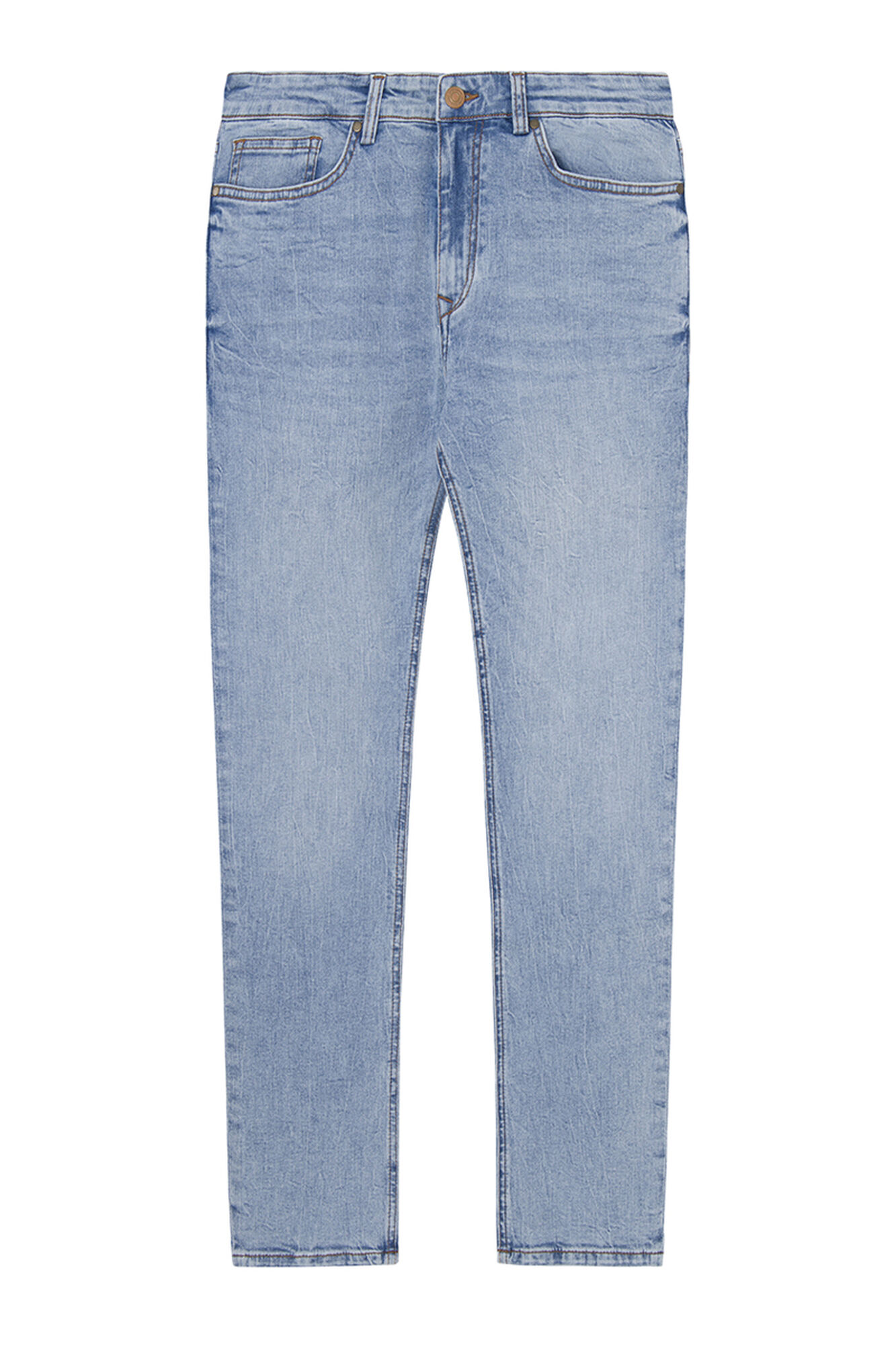 calça jeans skinny de lavagem clara