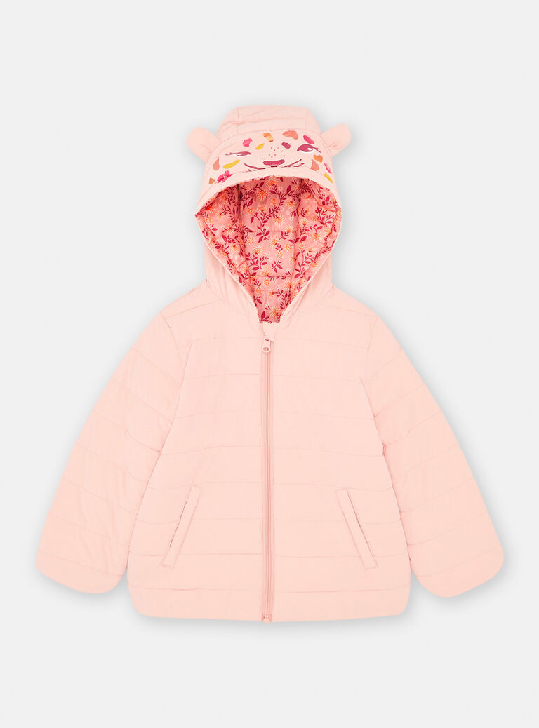 Doudoune à capuche réversible rose