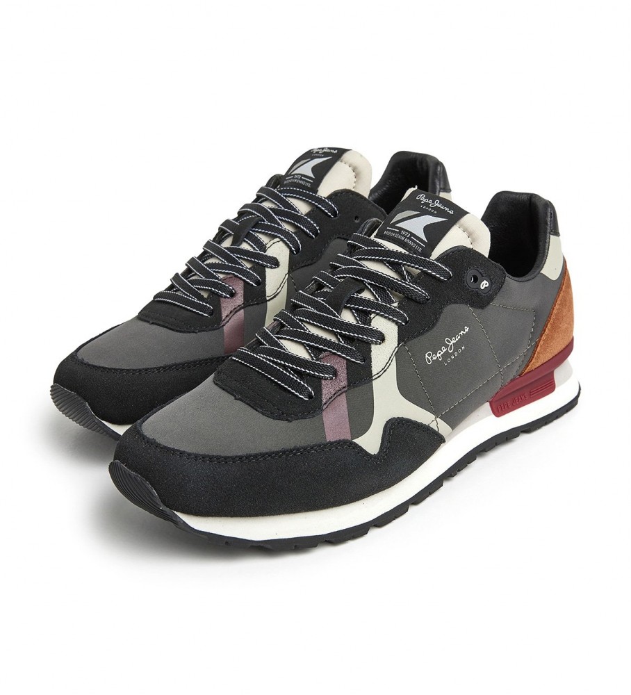 Tênis Pepe Jeans Brit Print M de couro preto