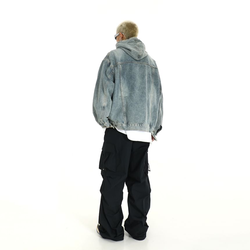Meiksip - Denim hoodie met lange mouwen
