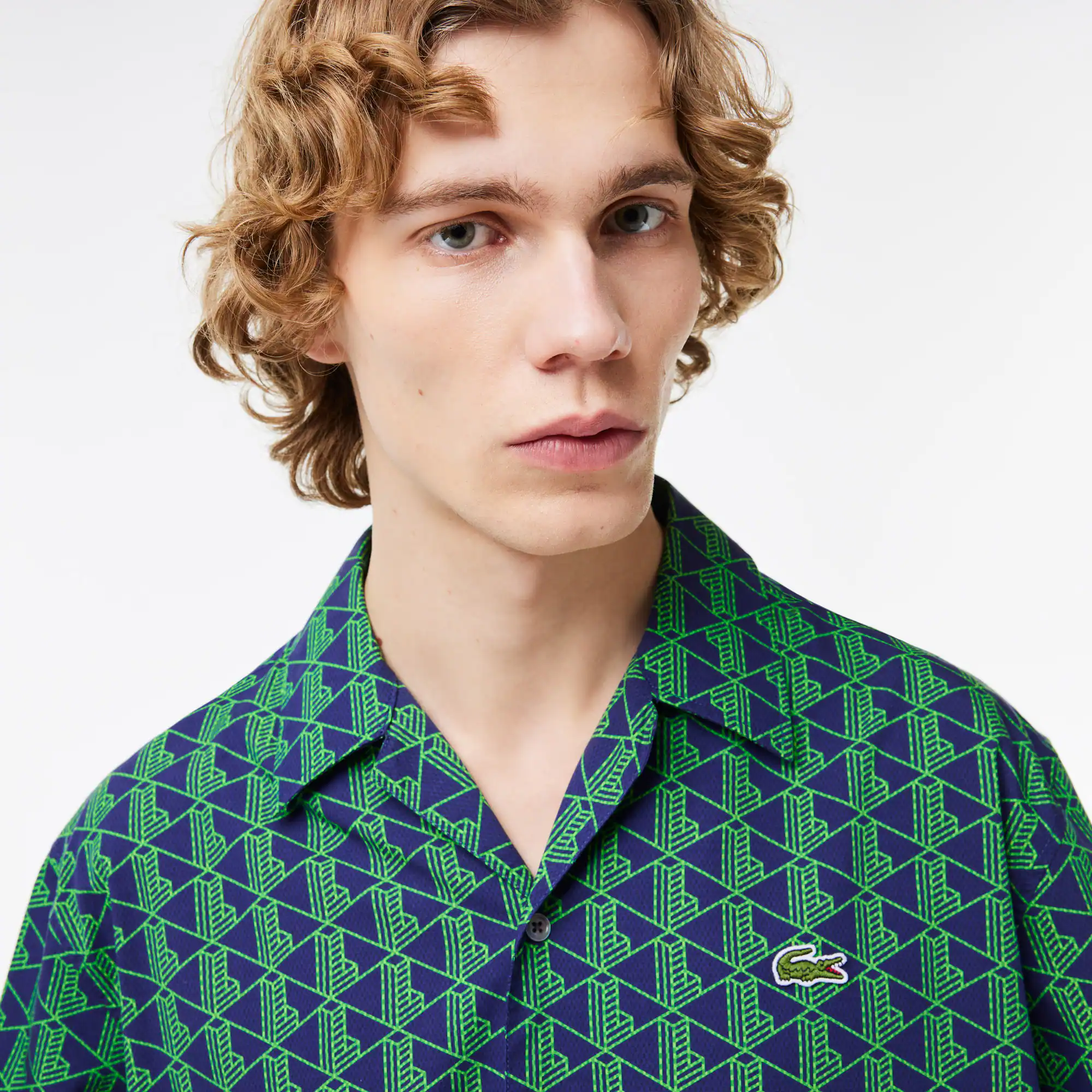 Kurzärmeliges Hemd mit Monogramm-Aufdruck Kurze Armel - Grün - Lacoste - Herren