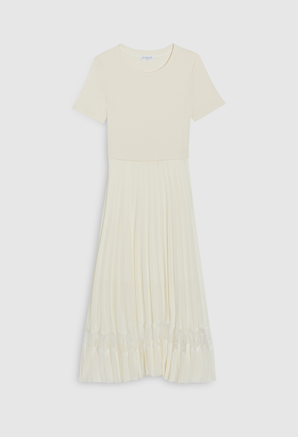 Robe midi Teli bi-mati&egrave;re ivoire