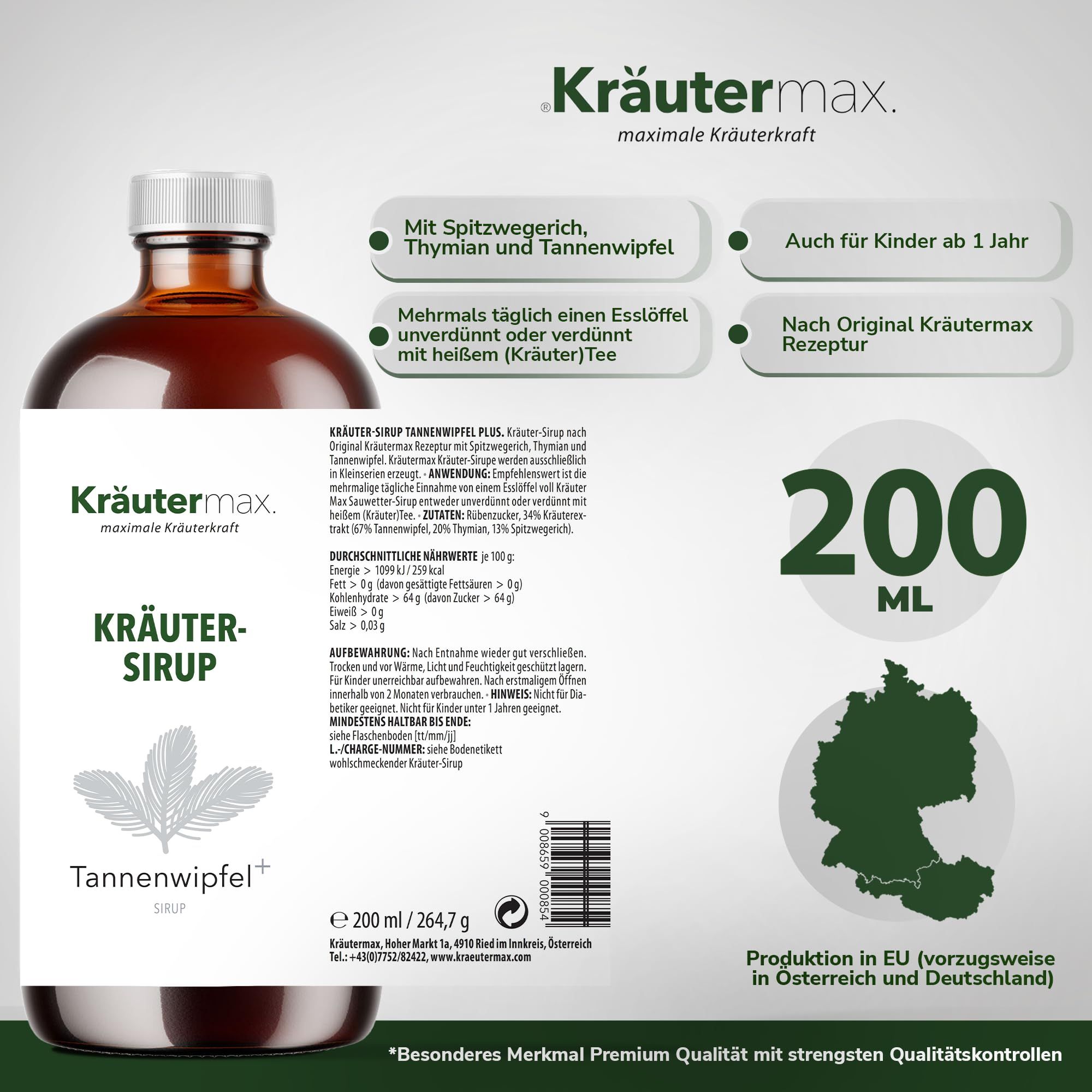 Kräutermax Kräuter-Sirup Tannenwipfel plus Spitzwegerich, Thymian