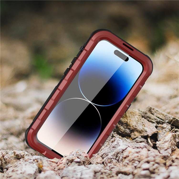 iPhone 14 Pro Max Wasserfeste MagSafe Outdoor Schutz Hülle (IP68) - Rot / Transparent