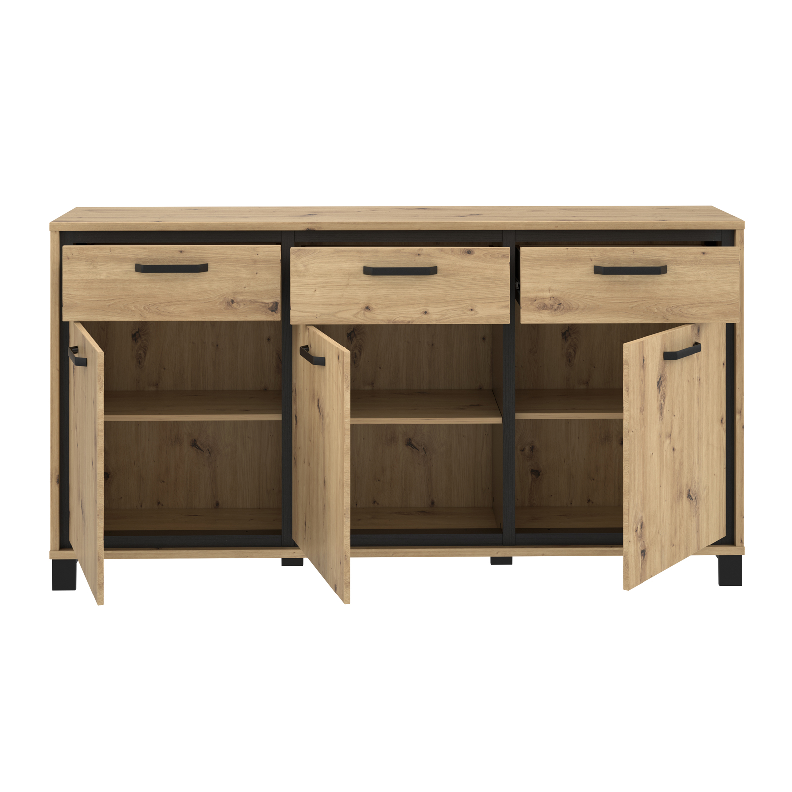 Sideboard - Artisan Eiche-Schwarzeiche - 3 Schubkästen - 178,4 cm