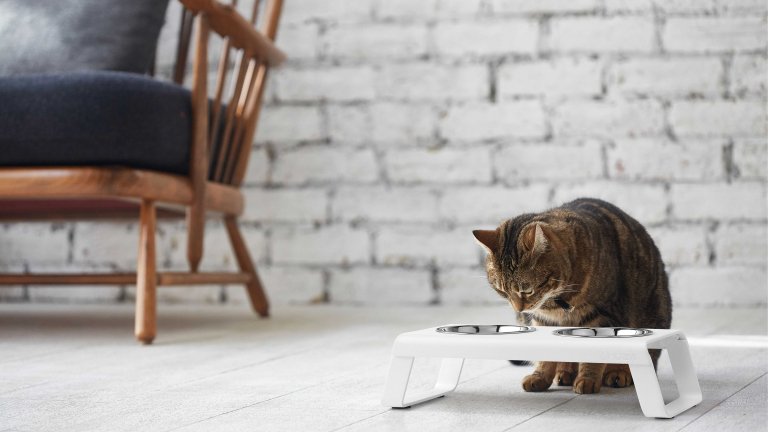 MiaCara Desco kattenvoerbak aluminium grijs