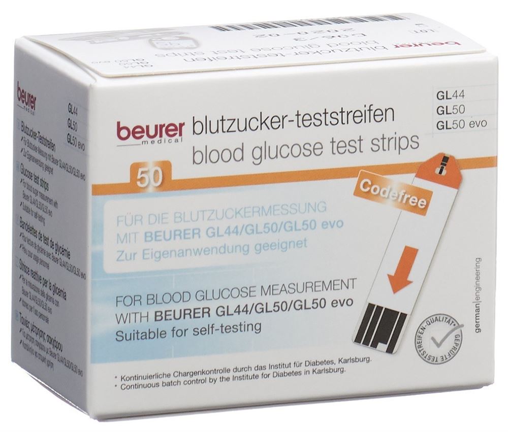 Beurer Teststreifen<br>2 × 25 Stück, für GL44+GL50 mmol/L
