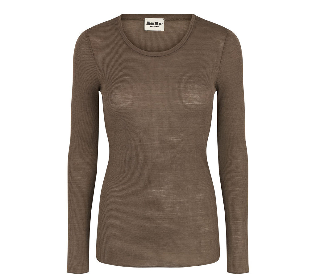 Tamra W, Uld Rib Bluse - Terre