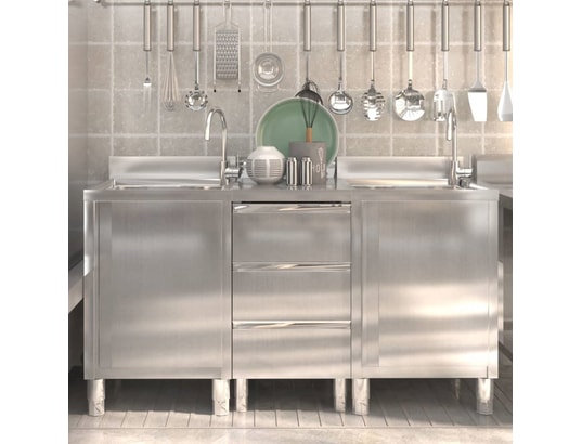 VIDAXL - Mobilier de cuisine Armoires de cuisine commerciale 3 pcs acier inoxydable