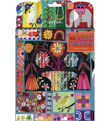 Eeboo Buntstifte - 24 st. - Neon/Metall - Holländisch Quilt Samp