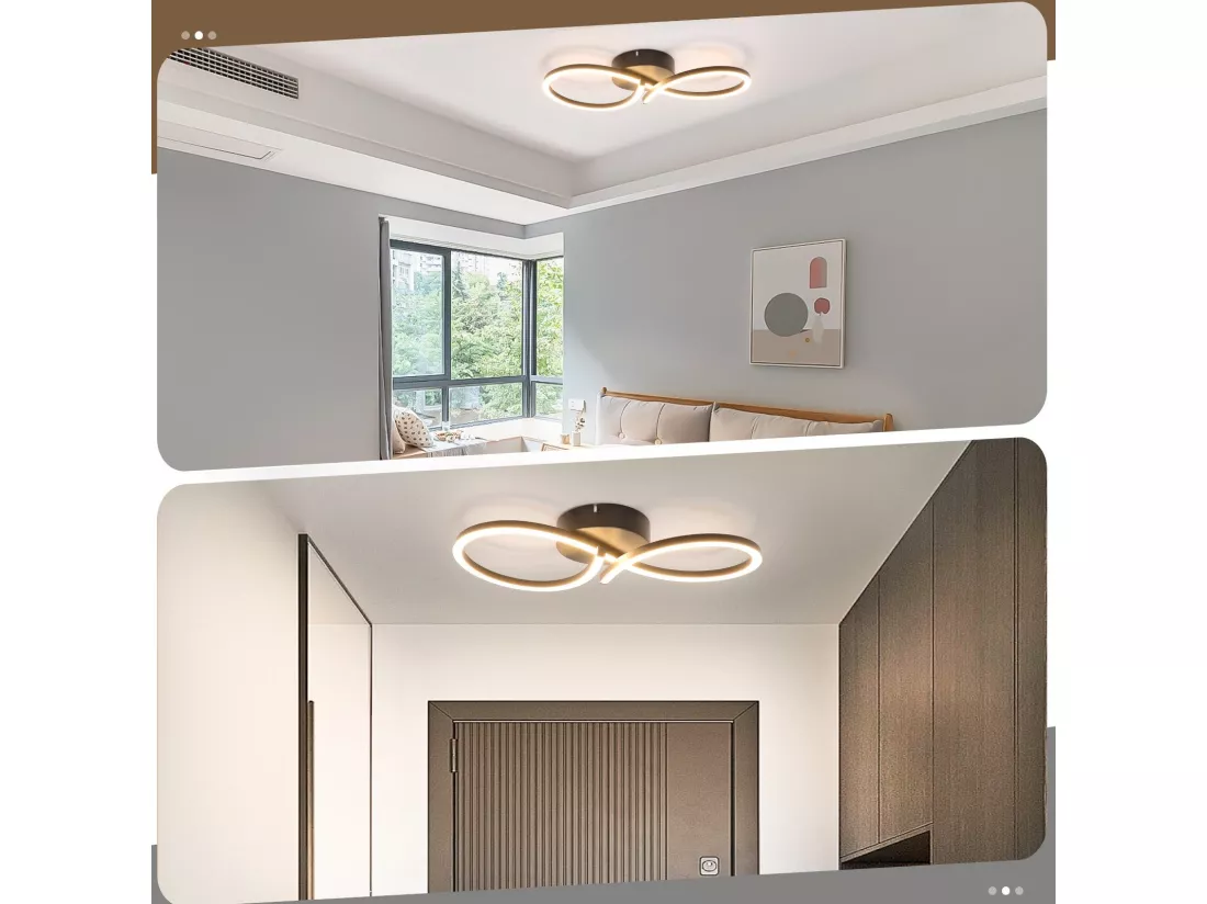 NETTLIFE Plafonnier LED Salon 24W Moderne Créatif Noir Lampe Cuisine 3000K Blanc Chaud