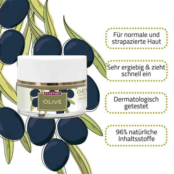 Plantana Olive Gesichtscreme Hyaluron & Vitamin-E, 50 ml