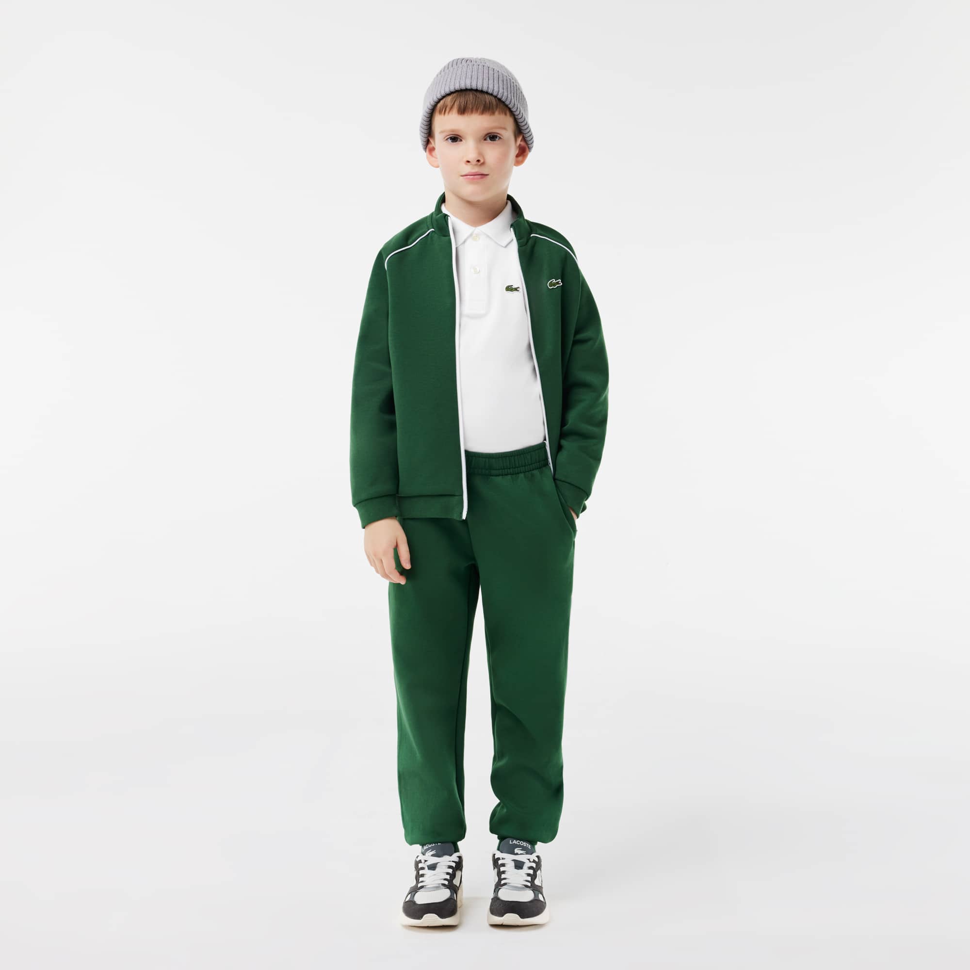 Polo regular fit à manches longues enfant Lacoste en petit piqué uni Polos - Blanc - Lacoste - Enfant