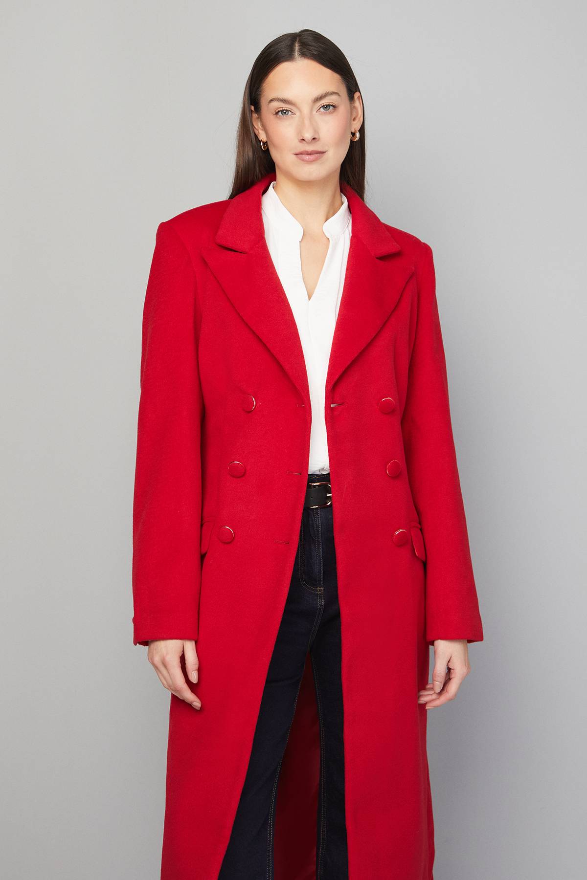 Wallis Manteau Croisé à Détails de Poches