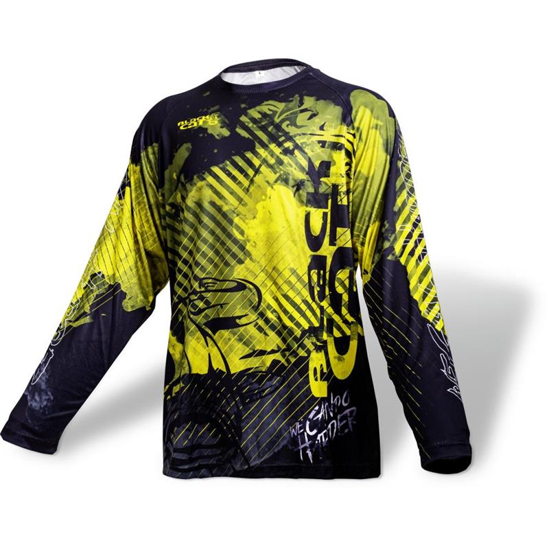 Tee Shirt Manches Longues Homme Black Cat Fishing Jersey - Noir/Jaune
