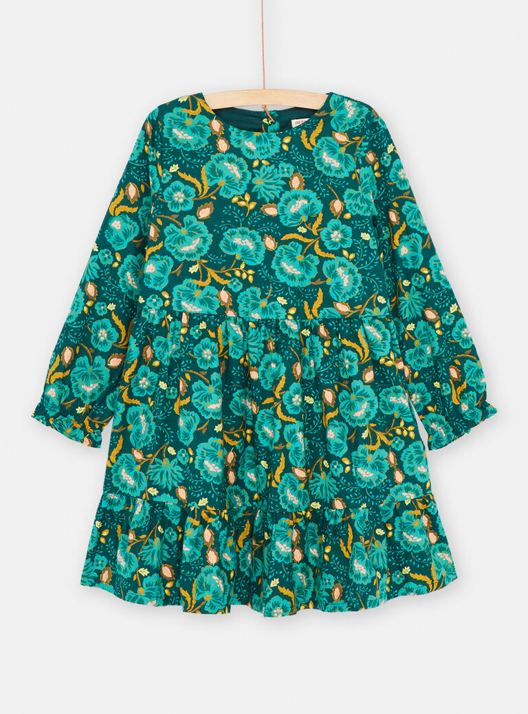 Robe bleu canard à imprimé fleuri pour fille