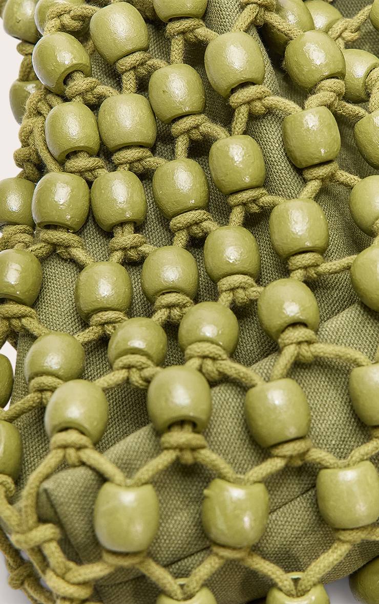 Vert Olive Sac Seau Tissé Perlé
